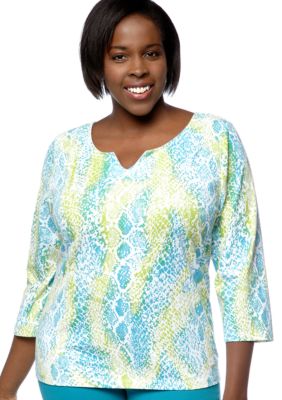Ruby Rd Plus Size Must Have Snakeskin Print Knit Top