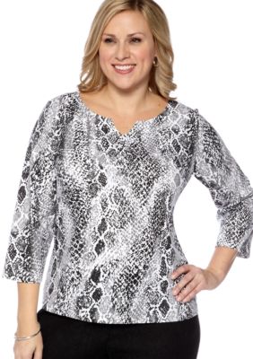 Ruby Rd Plus Size Must Have Snakeskin Print Knit Top