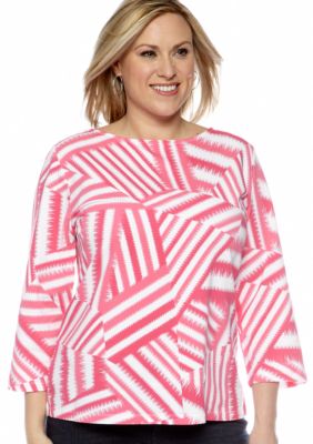 Ruby Rd Plus Size Must Haves Stripe Patch Boatneck Top