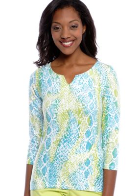 Ruby Rd Petite Must Have V-Neck Snakeskin Print Knit Top