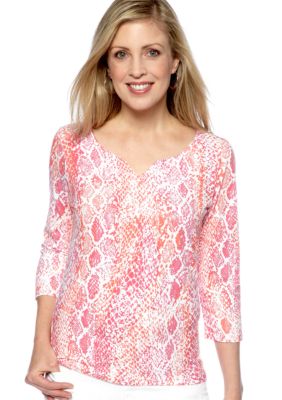 Ruby Rd Petite Must Have V-Neck Snakeskin Print Knit Top