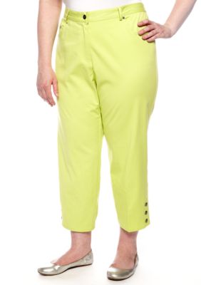Ruby Rd Plus Size Key Item Side Elastic Stretch Twill Capri