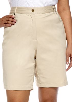 Ruby Rd Plus Size 5-Pocket Elastic Side Twill Short