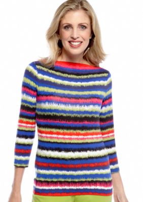 Ruby Rd Ruby Rd. Pack a Punch Ombre Stripe Printed Knit Top