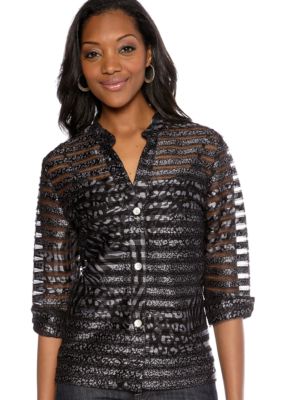 Ruby Rd Sunshine State Foil Printed Applique Tulle Shirt