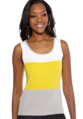 Ruby Rd Sunshine State Embellished Color Block Sleeveless Shell