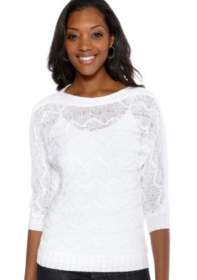Ruby Rd Petite Sunshine State Tape Yarn Pullover Sweater