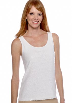 Ruby Rd Cocoa Floral Sequins Sleeveless Top