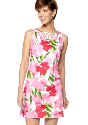 Ruby Rd Cocoa Beach Embellished Floral Dress
