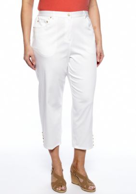 Ruby Rd Plus Size Embellished Side Elastic Capri