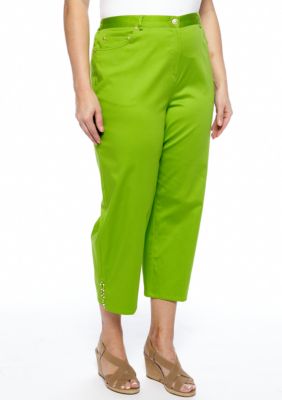 Ruby Rd Plus Size Embellished Side Elastic Capri