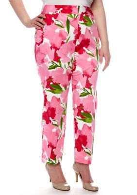 Ruby Rd Plus Size Cocoa Beach Floral Print Capri