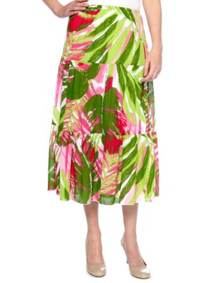 Ruby Rd Petite Cocoa Beach Tropical Crinkle Skirt