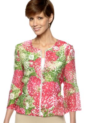 Ruby Rd Petite Cocoa Beach Burnout Peplum Jacket