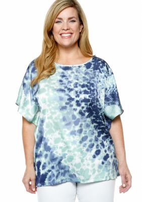 Ruby Rd Plus Size Blue Horizon Seaside Spot Printed Blouse