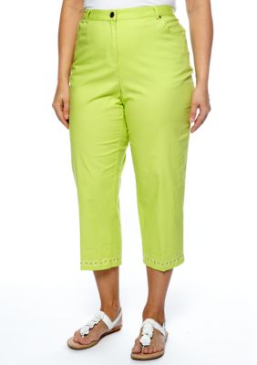Ruby Rd Plus Size Citrus Splash Embellished Canvas Capri