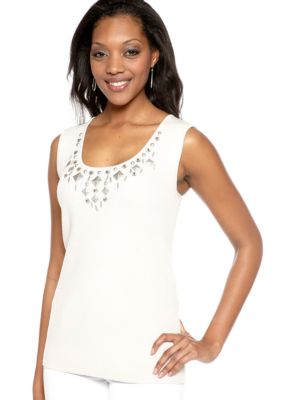 Ruby Rd Santa Fe Embellished Scoop Neck Sleeveless Shell