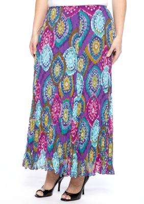 Ruby Rd Plus Size Tropical Paradise Medallion Gored Yoryu Skirt