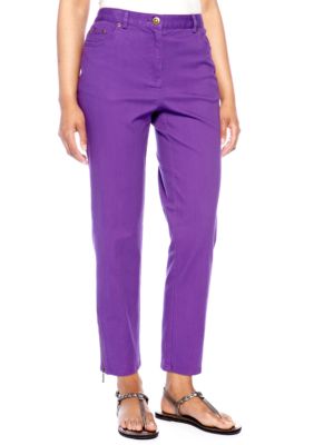 Ruby Rd Petite Tropical Paradise Jean Zipper Ankle Pant