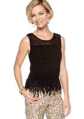 Ruby Rd Tribe Vibe Tape Yarn Tassel Top