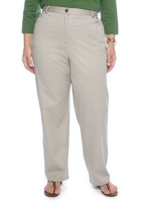 Ruby Rd Plus Size Classic Flat Front Twill Pant