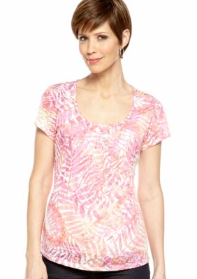Ruby Rd Petite Favorite Printed Knit Burnout Top