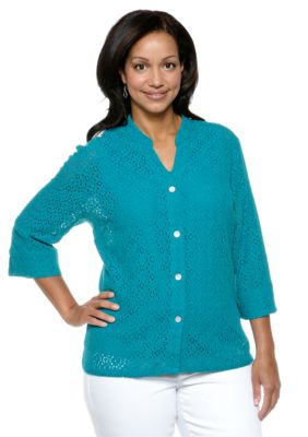 Ruby Rd Plus Size Must Have Lace Button Up Shirt