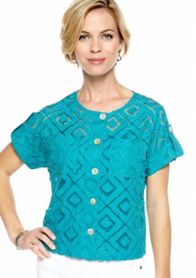 Ruby Rd Petite Favorite Burnout Mesh Shirt