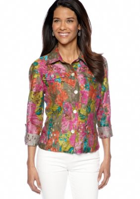 Ruby Rd Petite Favorite Garden Floral Burnout Shirt