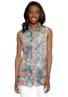 Live a Little Floral Print Denim Top