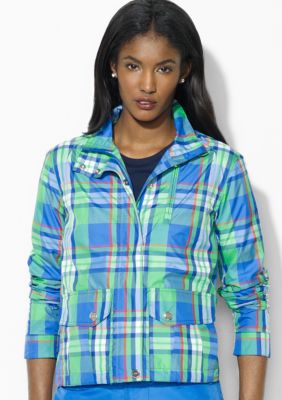 Lauren Active Long-Sleeved Full-Zip Plaid Windbreaker