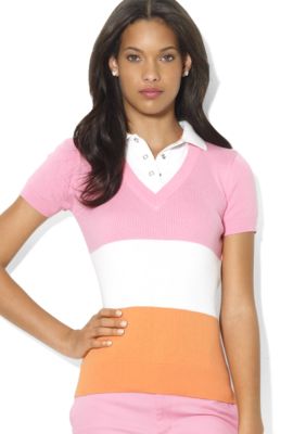 Lauren Active Short-Sleeved Layered Cotton Sweater
