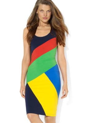 Lauren Active Color-Blocked Sleeveless Dress 