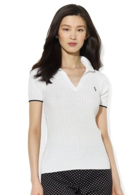 Lauren Active Short-Sleeved Cable-Knit Polo