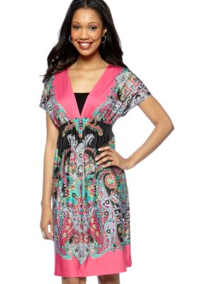 New Directions Printed Short Dress