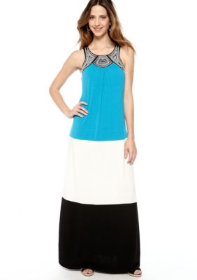 New Directions&reg; Colorblock Maxi Dress with Embroidery