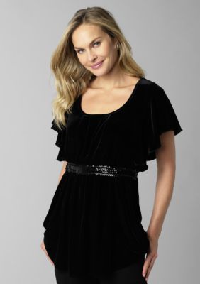 ND&reg; New Directions Velvet Flutter Sleeve Top