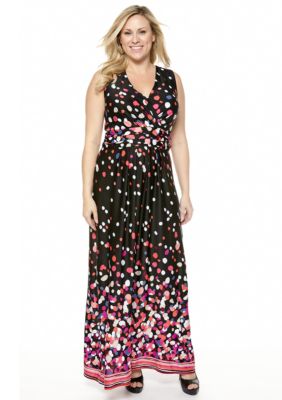 New Directions Plus Size Confetti Print Maxi Dress