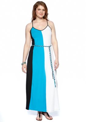 Cocomo Plus Size Belted Colorblock Maxi Dress