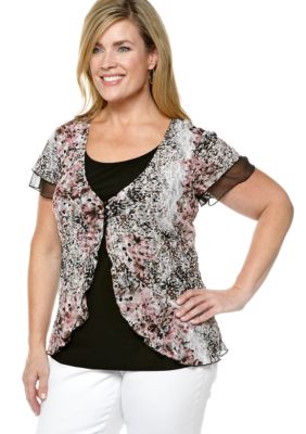 New Directions Plus Size Printed Lace 2-in-1