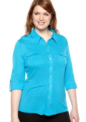 New Directions Plus Size Utility Shirt
