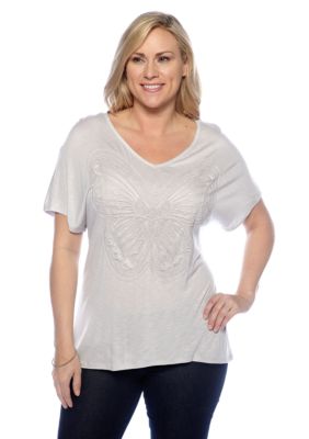 New Directions Plus Size Butterfly Tee