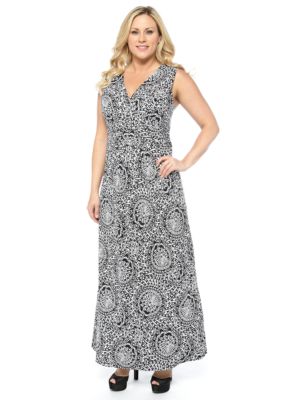 New Directions Plus Size Printed Maxi Dress