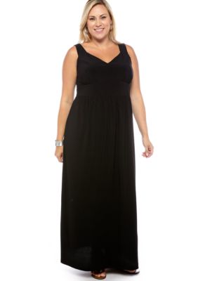 New Directions Plus Size Empire Waist Solid Maxi Dress
