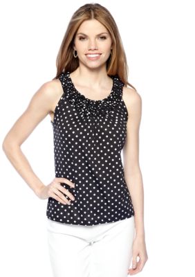 New Directions Petite Polka Dot Popcorn Top