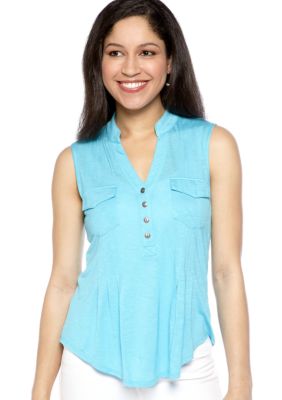 New Directions&reg; Petite Slub Top with Front Pockets