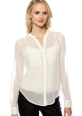 Sanctuary Swiss Dot Button Front Blouse