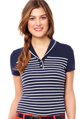 Nautica Breton Striped Shawl Collar Polo Shirt