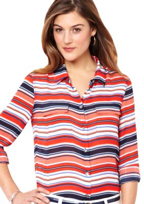 Nautica Breton Striped Shawl Collar Polo Shirt