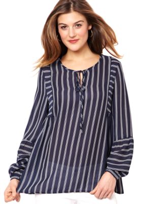 Nautica Striped Chiffon Blouse